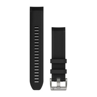 Paski do zegarka QuickFit® 22 Czarny silikonowy pasek (srebrny)
