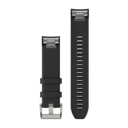 Paski do zegarka QuickFit® 22 Czarny silikonowy pasek (srebrny)